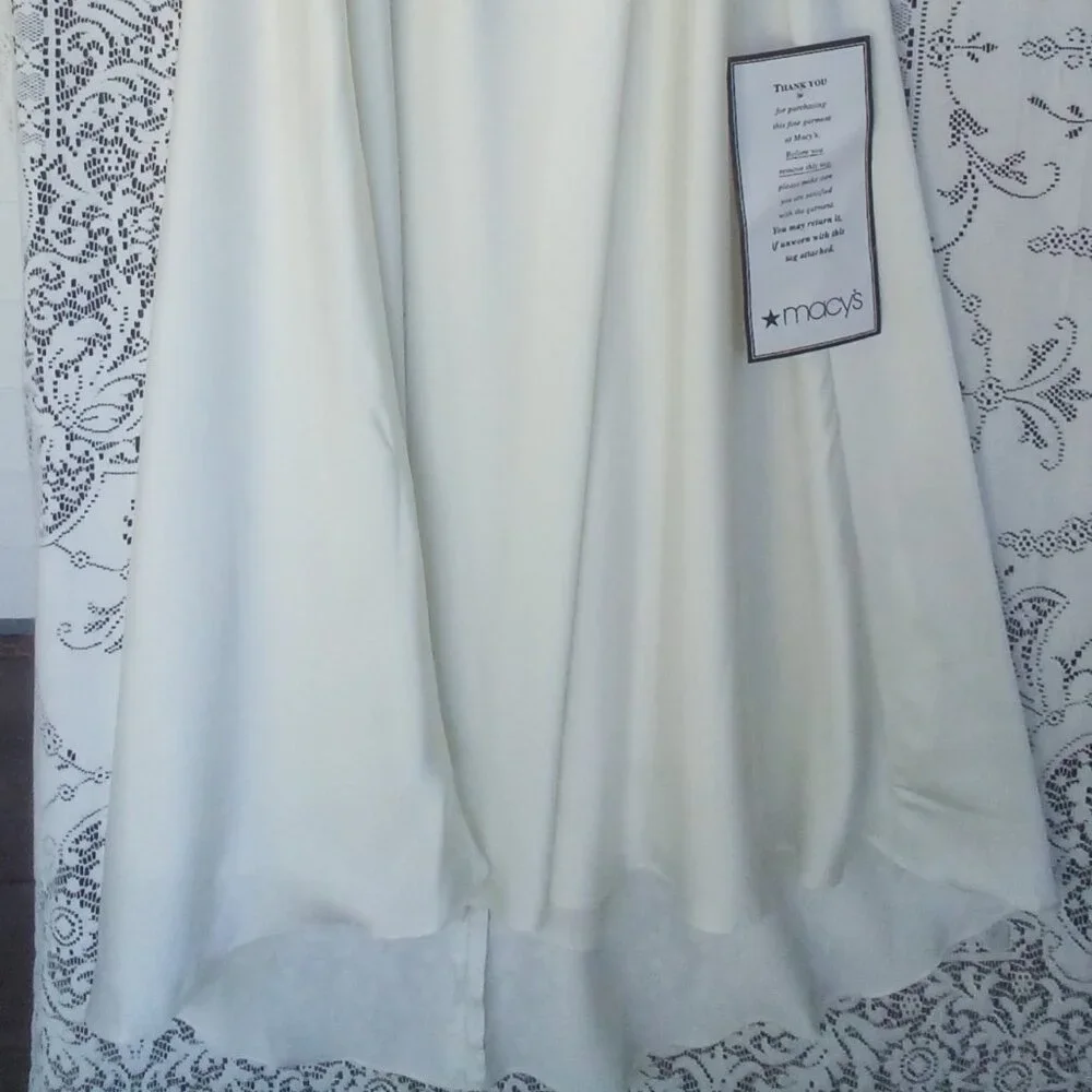 Calvin Klein Long Ivory Satin Gown w/embellished straps Size: 10 NWT - Picture 3 of 8